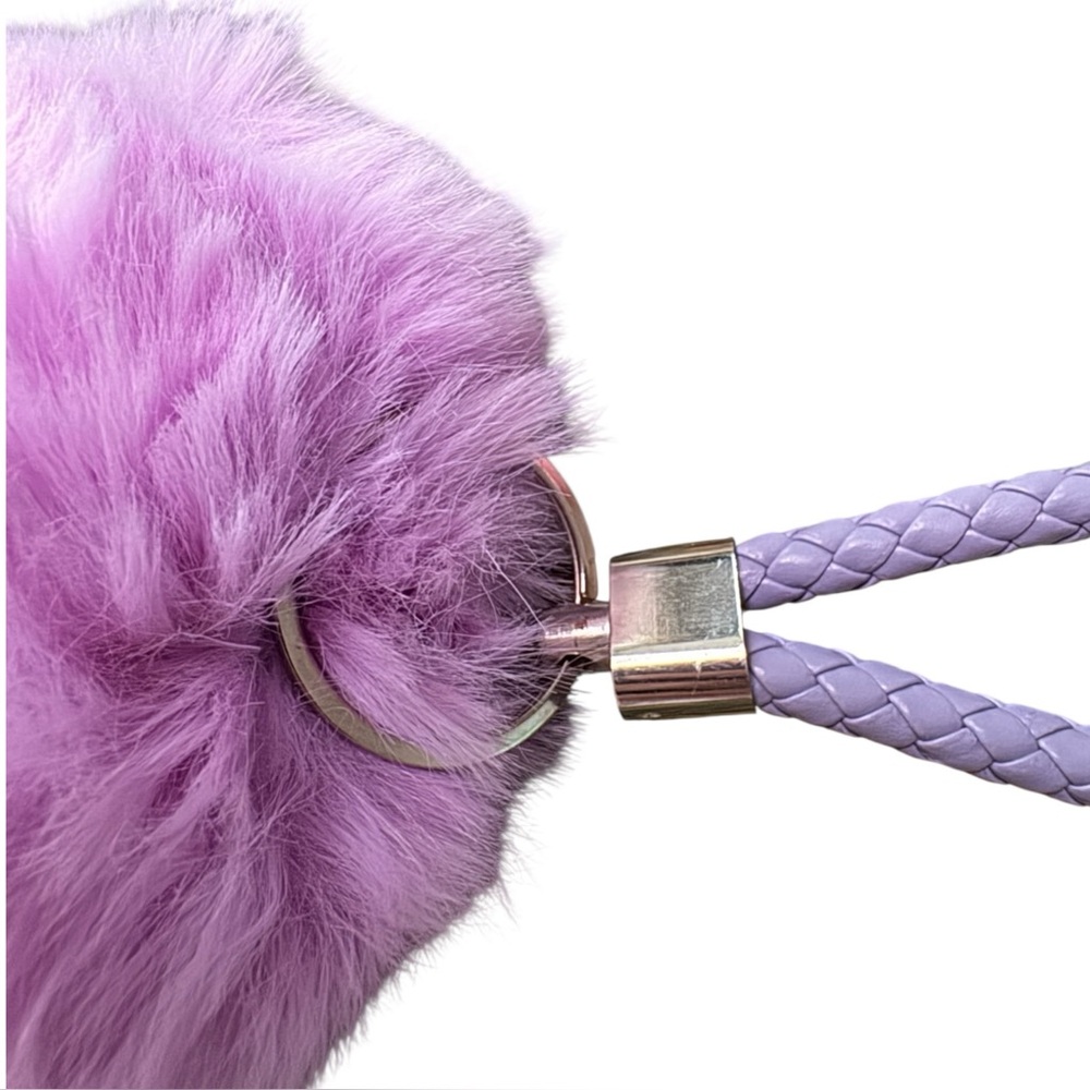 Light Purple Fur Pom Pom Keychain Braided Strap Pastel NWT 3/$15⨠- Picture 2 of 2